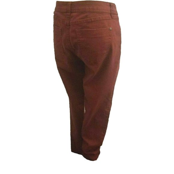 Elle Jeans Women Size 14 Burgundy Stretch Mid Rise Pockets - Picture 9 of 12